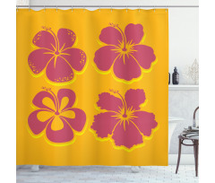 Hibiscus Flower Silhouettes Shower Curtain