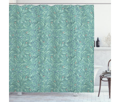 Jungle Leaves Hand Drawn Shower Curtain