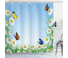 Daisy with Butterflies Shower Curtain