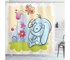 Rabbit Nature Tulips Shower Curtain