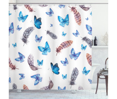 Feathers and Butterfly Shower Curtain