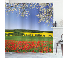 Poppy Field Landscape Shower Curtain