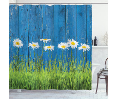 Spring Grass and Daisy Shower Curtain