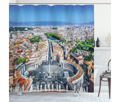Square in Rome Cityscape Shower Curtain