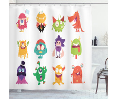 Funny Monsters Cartoon Art Shower Curtain