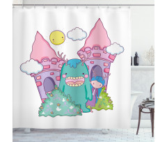 Little Girl Monster Castle Shower Curtain