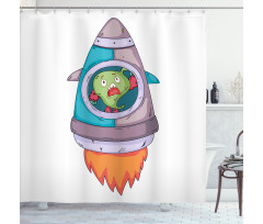 Monster Rocket Space Travel Shower Curtain