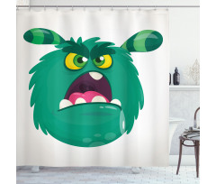 Fluffy Angry Monster Cartoon Shower Curtain