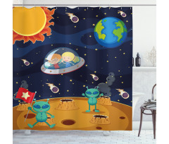 Children Space Travel Galaxy Shower Curtain