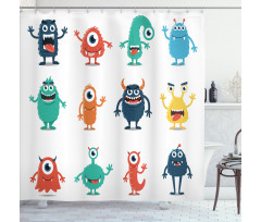 Colorful Monster Graphic Art Shower Curtain