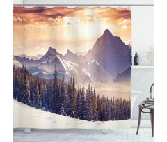 Winter Evening Mountain Shower Curtain