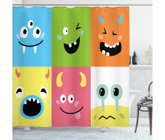 Colorful Blocks Emoticon Shower Curtain