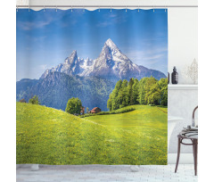 Alps with Meadow Flora Shower Curtain