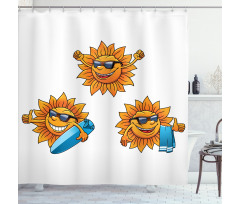 Hippie Surfboards Sun Shower Curtain