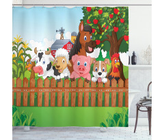 Farm Animals Mascots Shower Curtain