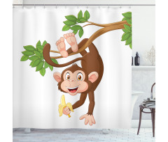 Monkey with Banana Tree Shower Curtain