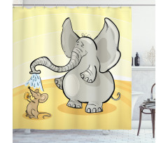 Elephant Bathing Mouse Shower Curtain