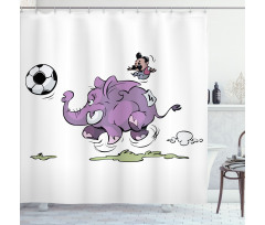 Elephant Playing Soccer Shower Curtain