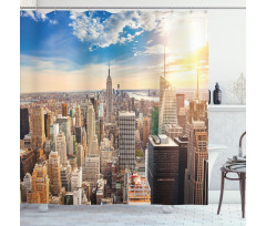 Sunset Urban Aerial Photo Shower Curtain