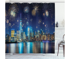 New Year Night Fireworks Shower Curtain