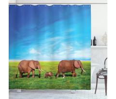 Elephant Family Africa Shower Curtain