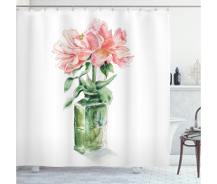 Rose Flower Drawing in Vase Shower Curtain