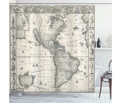 Retro Old America Map Shower Curtain