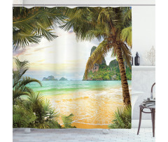 Palm Coconut Trees Beach Shower Curtain