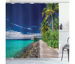 Beach Palm Trees Sky Shower Curtain
