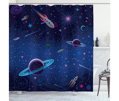 Orbit Rocket Galaxy Shower Curtain
