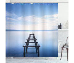 Old Jetty Blue Sky Shower Curtain