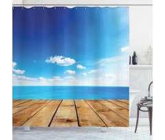 Seascape Cloudy Beach Shower Curtain