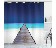 Wooden Path into Ocean Shower Curtain
