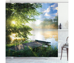 Fishing Pier by River Shower Curtain