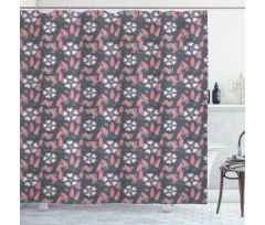 Floral Themed Shapes Art Shower Curtain