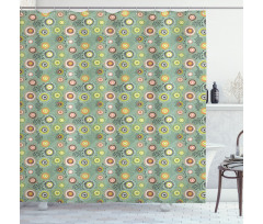 Abstract Hearts and Dots Shower Curtain