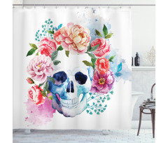 Floral Colorful Skeleton Shower Curtain
