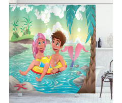 Cartoon Tropical Love Shower Curtain