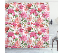 Peonies and Roses Shower Curtain