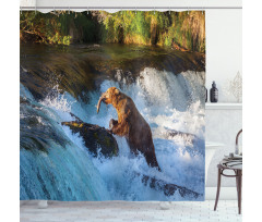 Alaska Waterfall Wildlfie Shower Curtain
