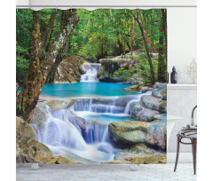 Rocks in Waterfall Lake Shower Curtain