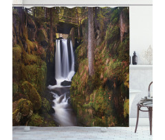 Wooden Bridge Forest Shower Curtain