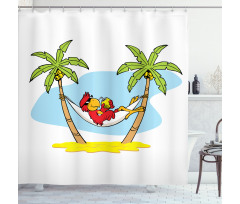Hammock Palm Tree Shade Shower Curtain
