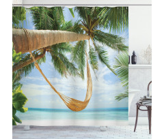Ocean Sandy Shore Palm Shower Curtain