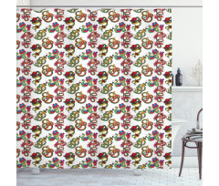 Flowers and Snakes Ornaments Shower Curtain