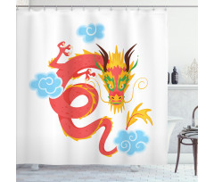 Swirling Clouds Angry Dragon Shower Curtain