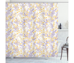 Pastel Tone Flowers Leaves Shower Curtain