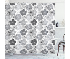 Vintage Hibiscus Flowers Shower Curtain