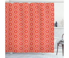 Hexagonal Shapes Tangerine Shower Curtain