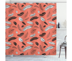 Bohemian Hand Drawn Feathers Shower Curtain